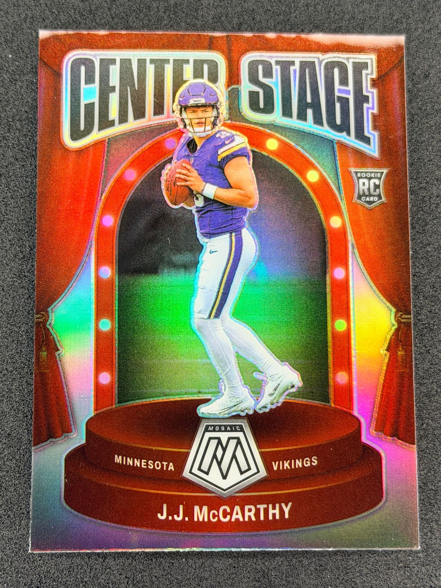 2024 Panini Mosaic J.J. McCarthy #9 Center Stage Silver Minnesota Vikings